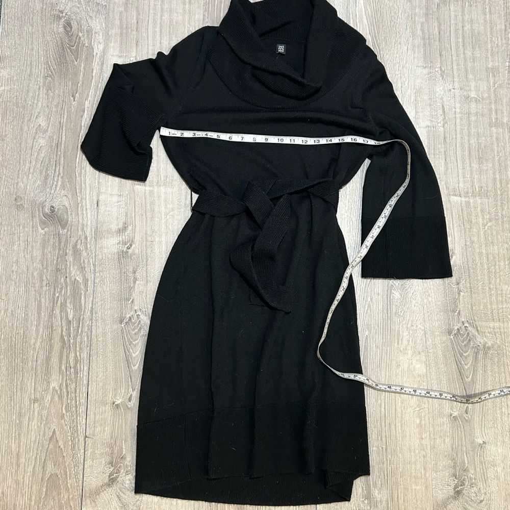 Saks Fifth Avenue Black Sheath Dress with Bell Sleeves - Picture 5 of 8